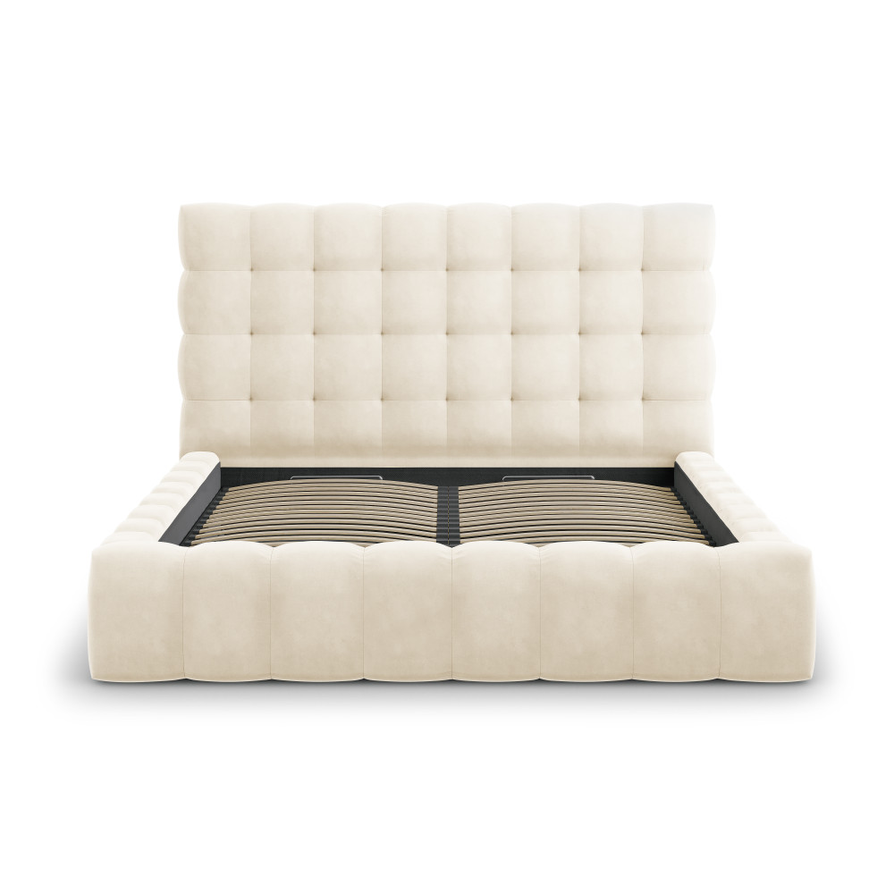 Micadoni Оксамитове ліжко з місцем для зберігання речей та узголів'ям, 