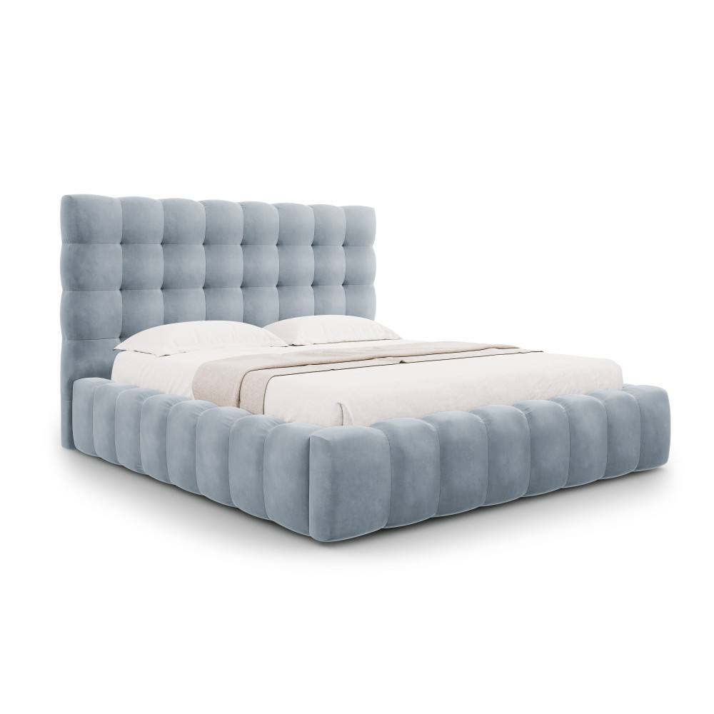 Micadoni Оксамитове ліжко з місцем для зберігання речей та узголів'ям, 