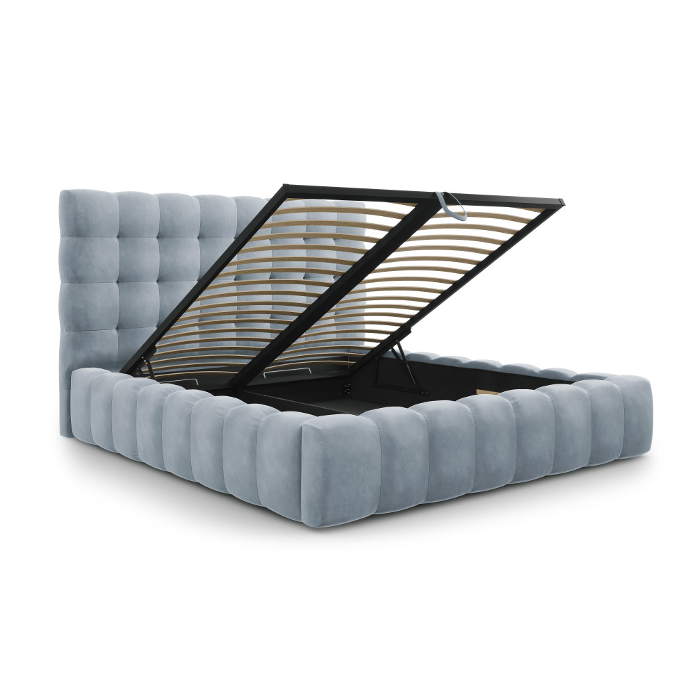 Micadoni Оксамитове ліжко з місцем для зберігання речей та узголів'ям, 