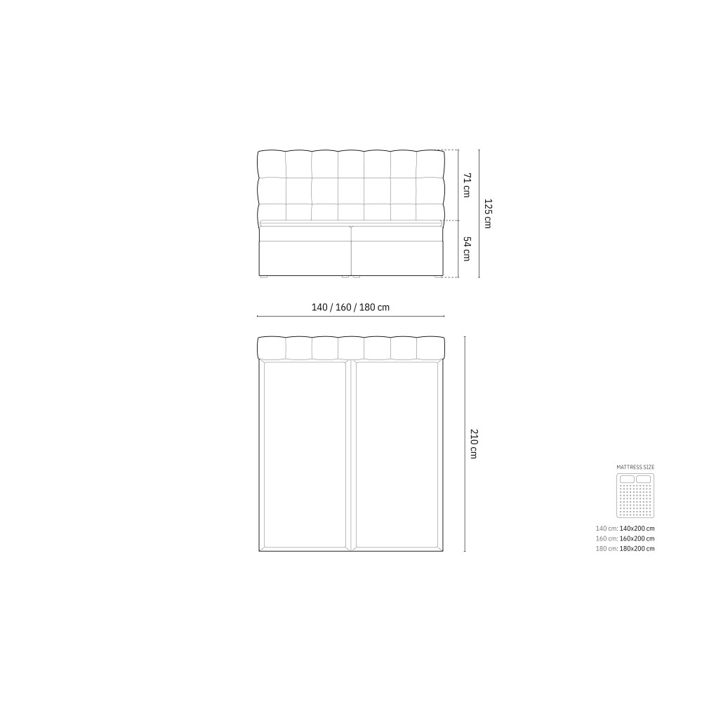 Micadoni Комплект ліжка з пружинним матрацом: узголів'я + пружинний матрац/матрац + наматрацник, 