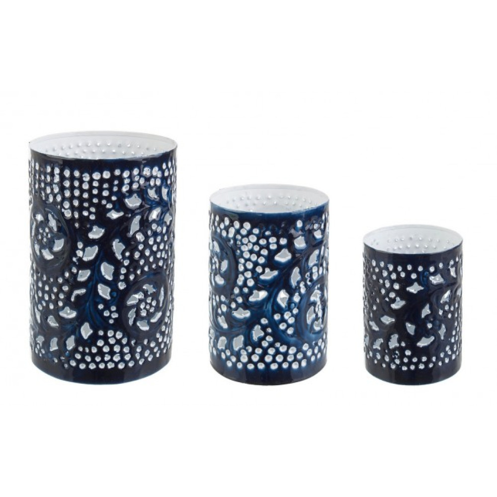 Bizzotto НАБІР 3 ПІДСВІЧНИК YANNICK BLUE CYL Bizzotto НАБІР 3 ПІДСВІЧНИК YANNICK BLUE CYL