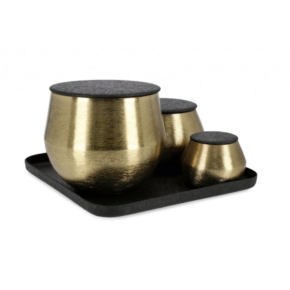 Bizzotto НАБІР 3 KAMYA ЧОРНЕ ЗОЛОТО - ПОДНОСЬ КОРОБКА W-КРИШКА