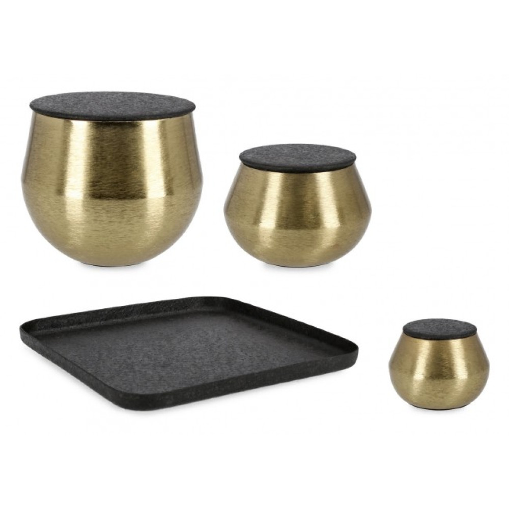 Bizzotto НАБІР 3 KAMYA ЧОРНЕ ЗОЛОТО - ПОДНОСЬ КОРОБКА W-КРИШКА