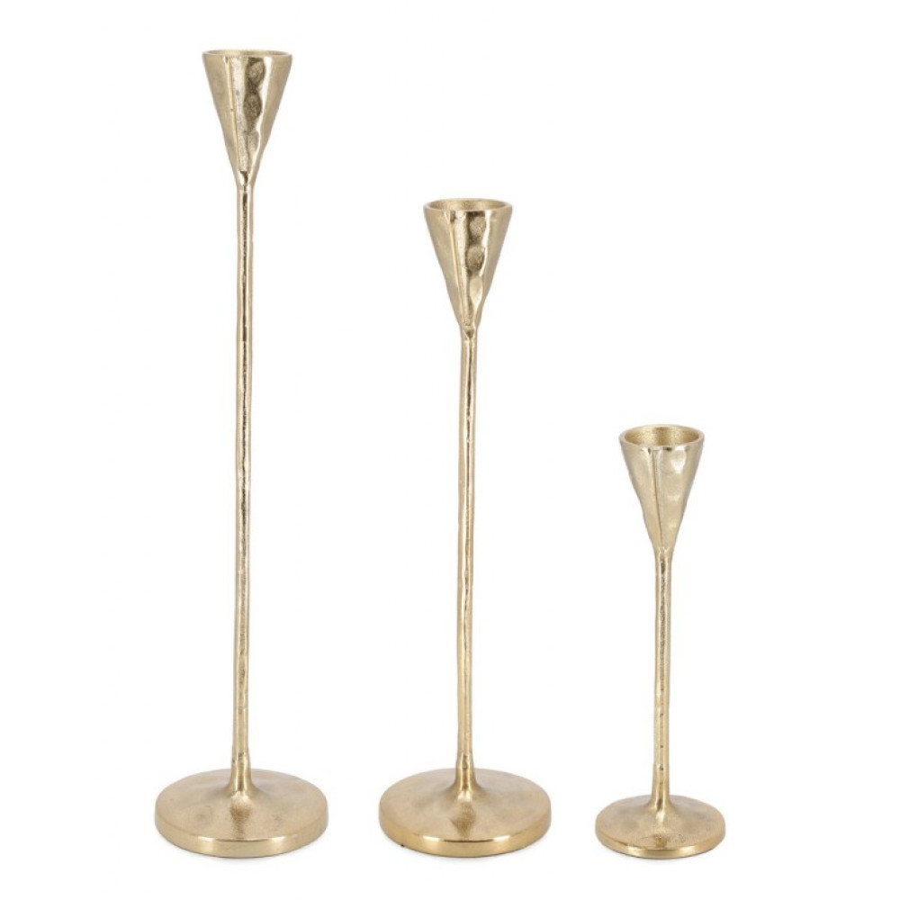 Bizzotto SAGAR GOLD SMOOTH CANDELABRUM 1FIRE SET3