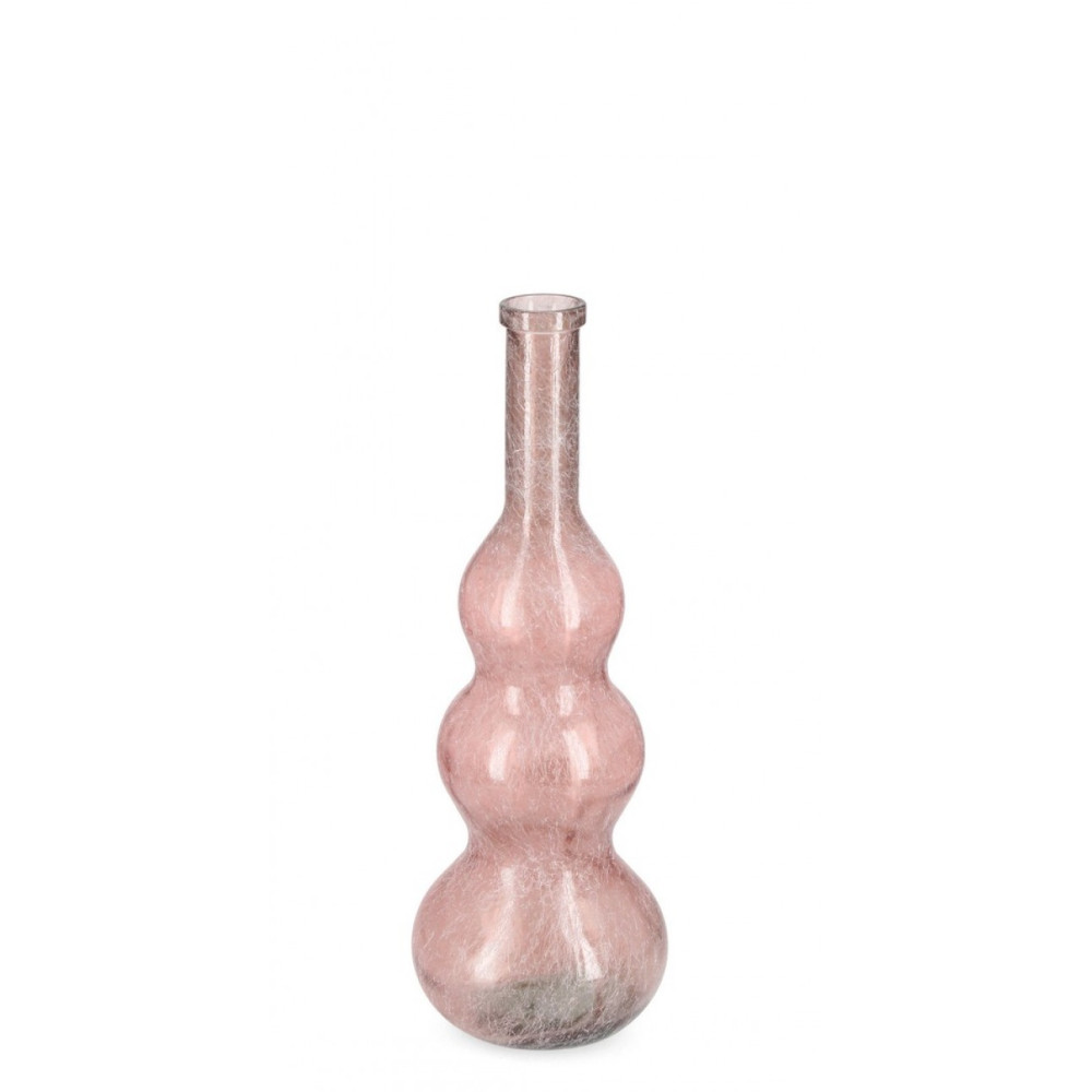 Bizzotto ABBY ROUND PINK-SILK GL DECOR BOTTLE H75