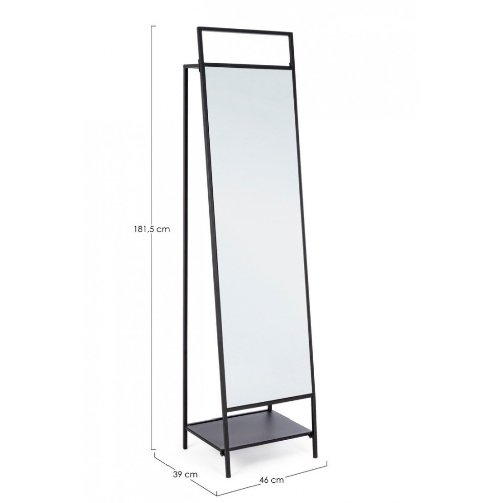 Bizzotto EKBAL ЧОРНА ПІДСТАВКА З ДЗЕРКАЛОМ W-ВІШКА ДЛЯ ОДЯГУ