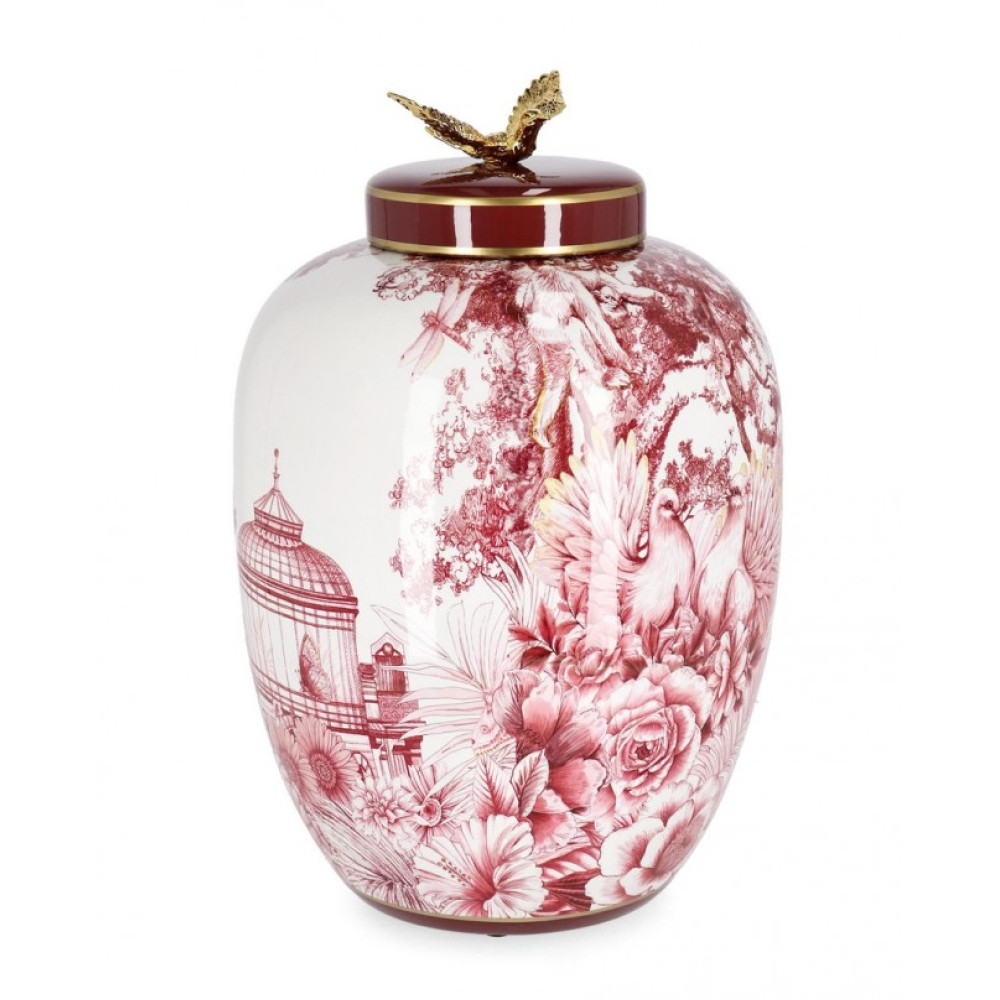 Bizzotto ZHEN RED WH ЗОЛОТА ВАЗА W-КРИШКА H32 Bizzotto ZHEN RED WH ЗОЛОТА ВАЗА W-КРИШКА H32