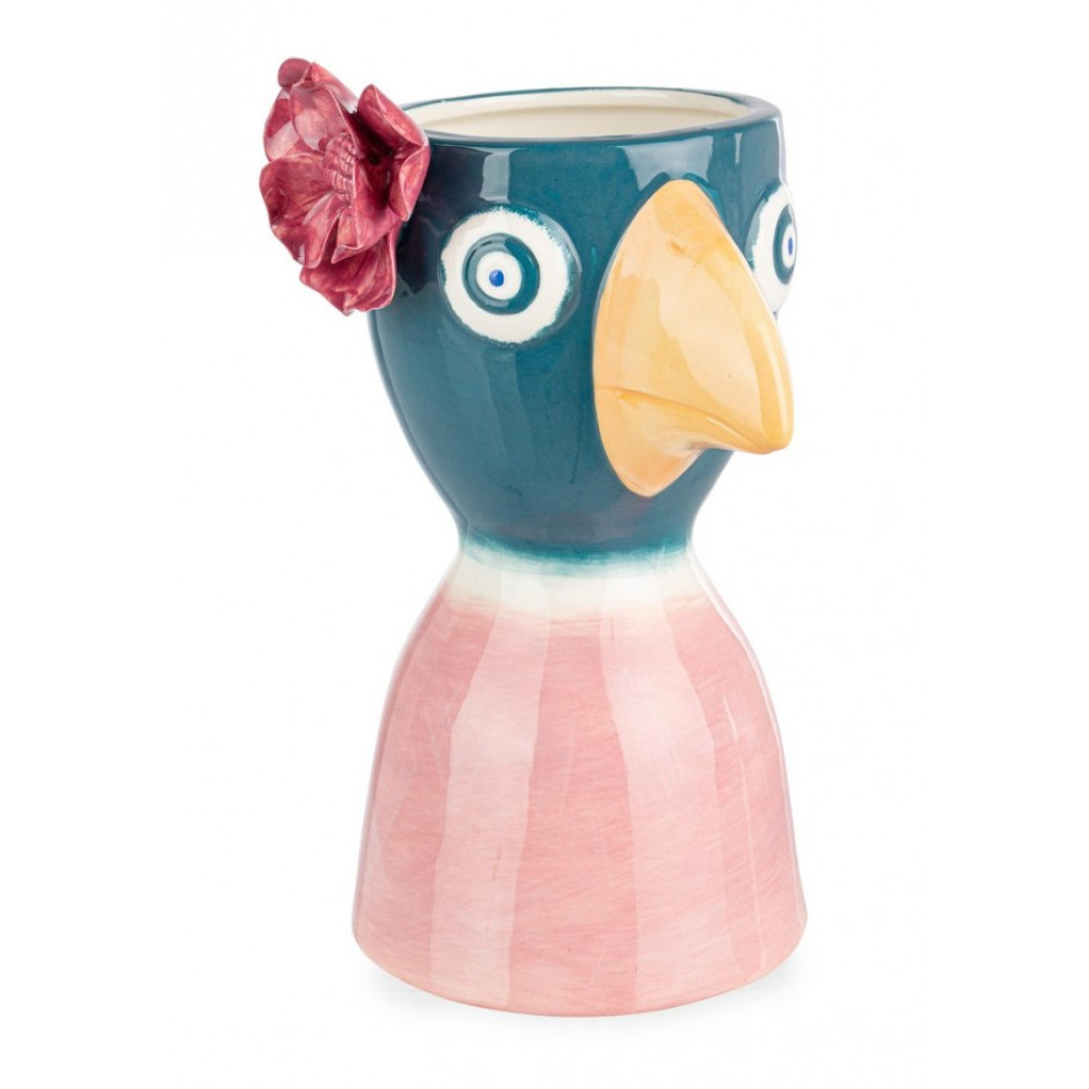 Yes SEBASTIAN PINK-BL BIRDIE VASE H22