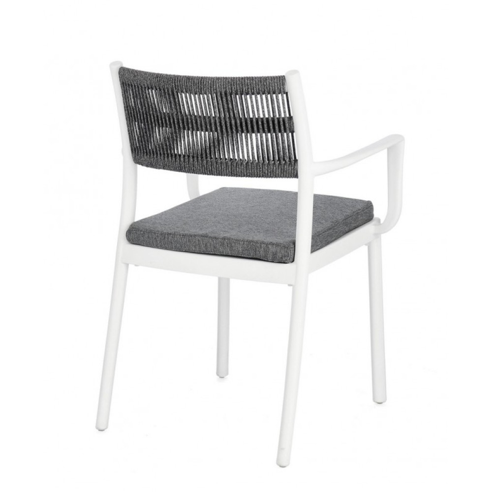 Bizzotto КРІСЛО ALVIN W-ARM W-CUSH БІЛИЙ/ТЕМНО-СІРИЙ