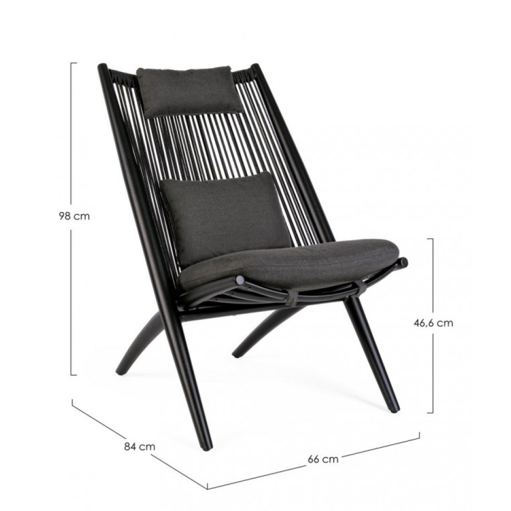 Bizzotto ALOHA NEW BLACK XK04 КРІСЛО LOUNGE W-C