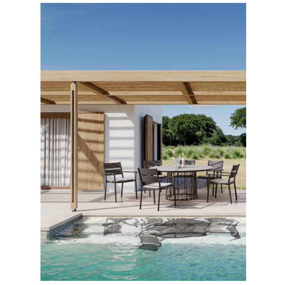 Homemotion Крісло MOLOKAI COCOA з підлокітниками та подушкою