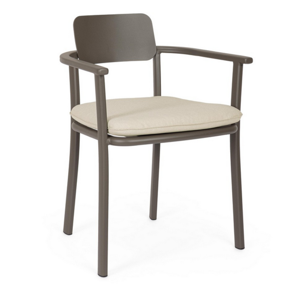 Homemotion Крісло MAKENA COCOA з підлокітниками та подушкою