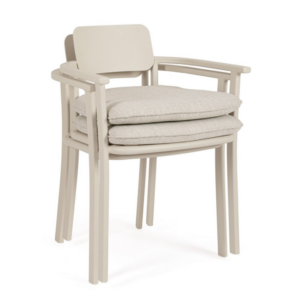 Homemotion Крісло MAKENA CAMEL SAND з підлокітниками та подушкою