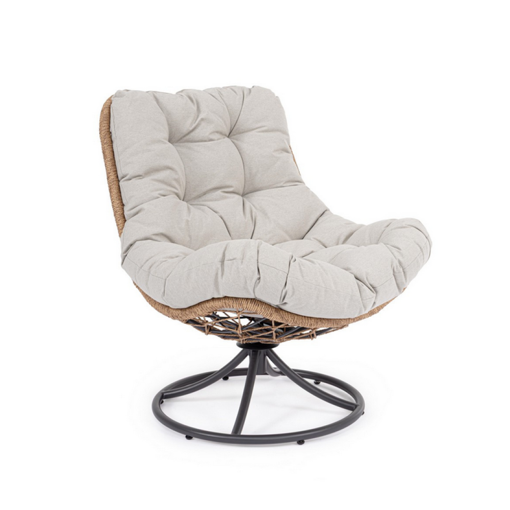 Bizzotto ОБЕРТОВЕ КРІСЛО AZORES CHARCOAL З ПОДУШКОЮ