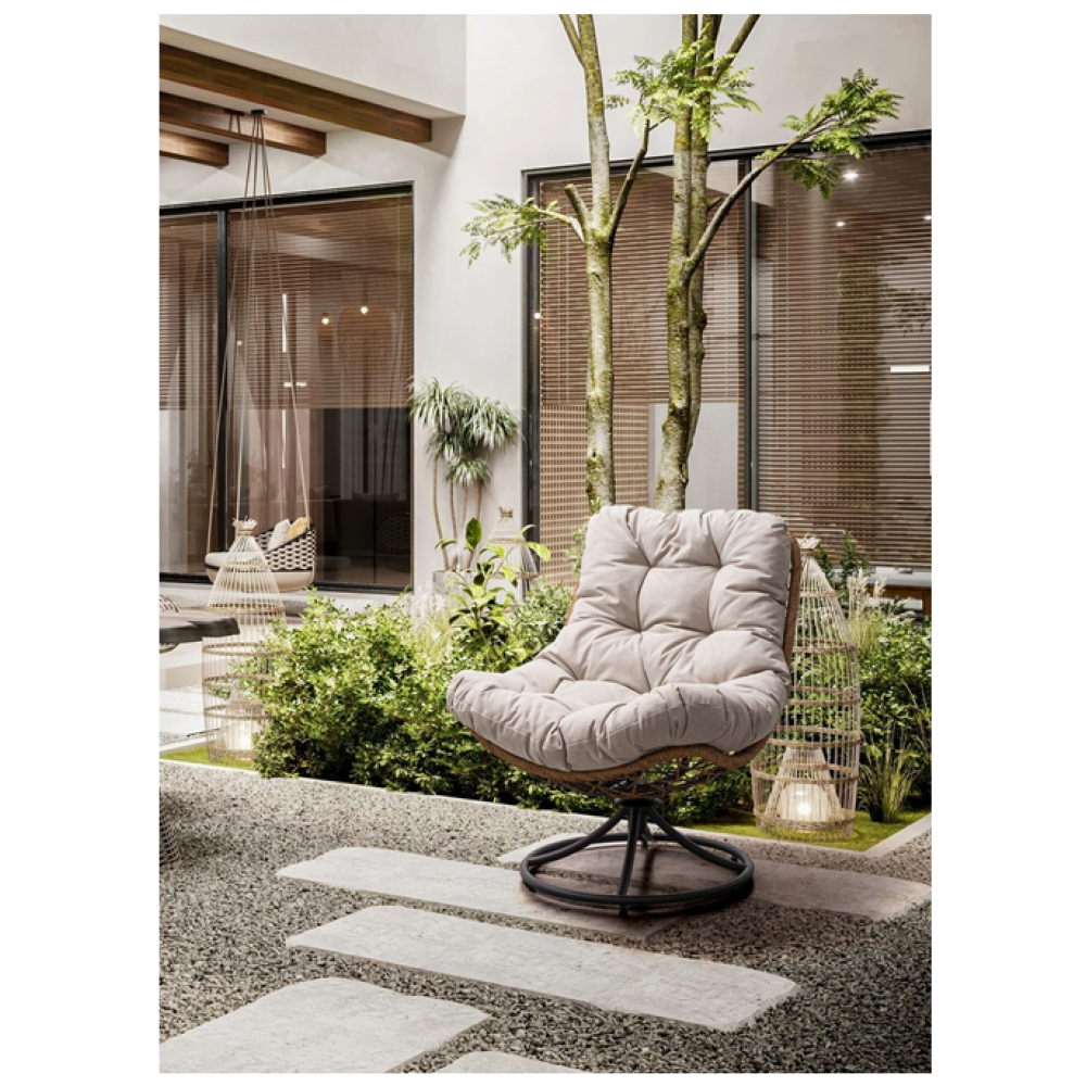 Bizzotto ОБЕРТОВЕ КРІСЛО AZORES CHARCOAL З ПОДУШКОЮ Bizzotto ОБЕРТОВЕ КРІСЛО AZORES CHARCOAL З ПОДУШКОЮ