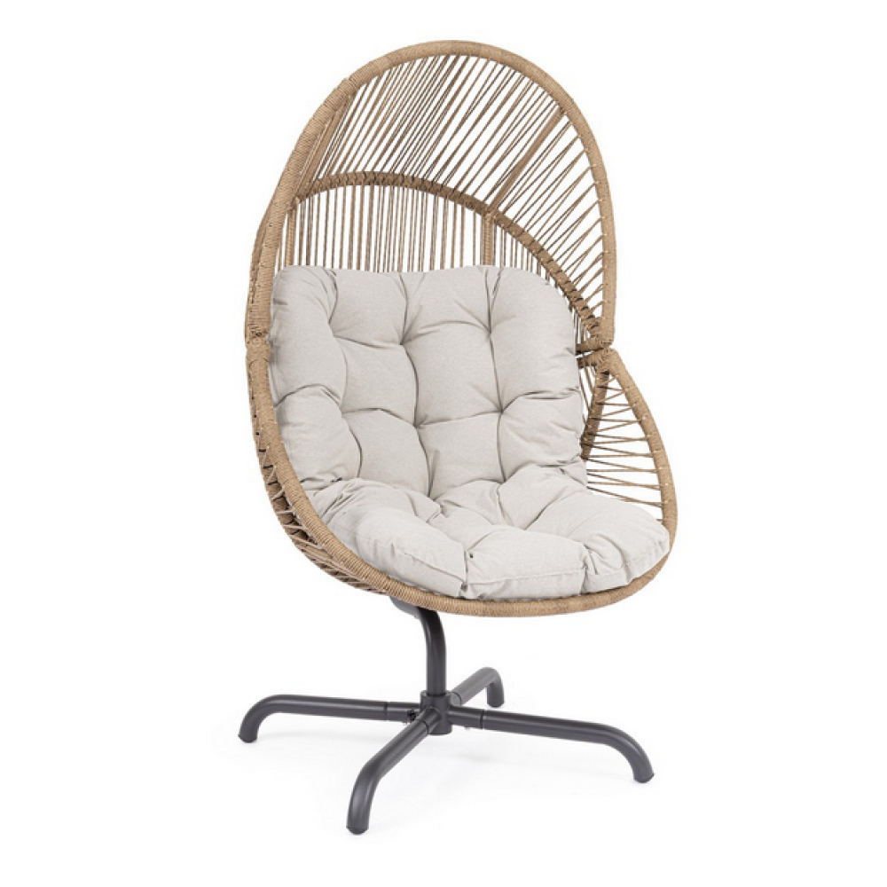 Bizzotto ОБЕРТОВЕ КРІСЛО PALAWAN CHARCOAL З ПОДУШКОЮ