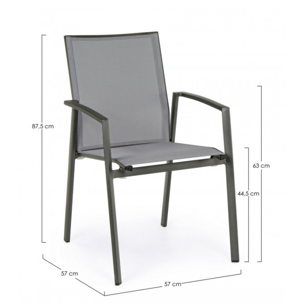 Bizzotto КРІСЛО CRUISE CHARCOAL GK52 W-ПІДЛІКТНИКИ