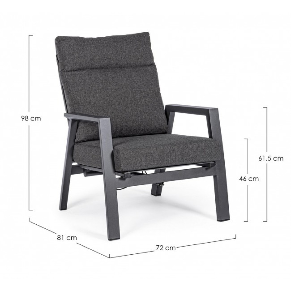 Bizzotto KLEDI CHARC JX55 RECL. КРІСЛО W-CUSH Bizzotto KLEDI CHARC JX55 RECL. КРІСЛО W-CUSH