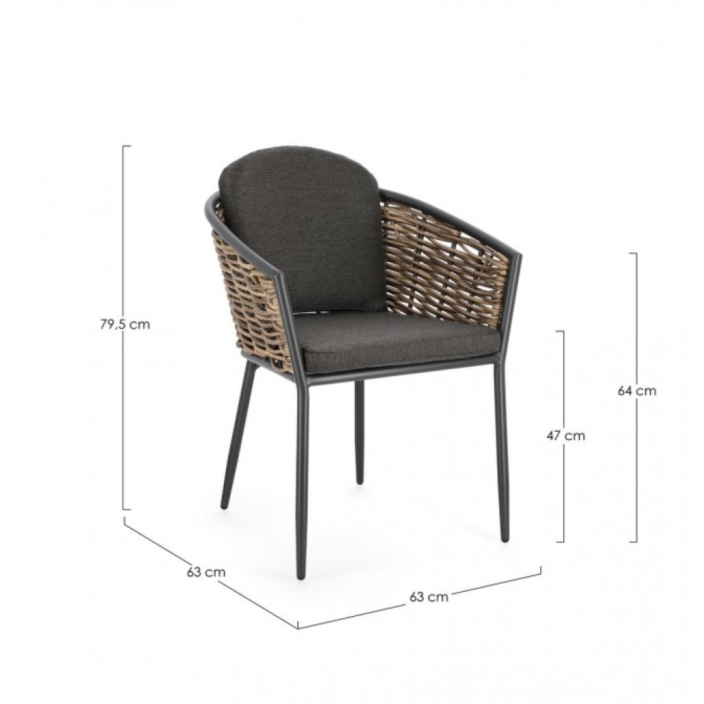 Bizzotto КРІСЛО MARIBELA CHARC YK13 W-AMR W-CUSH