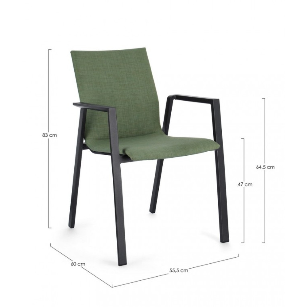 Bizzotto ODEON CHARC-OLIVE JX55 КРІСЛО W-ПІДЛІКТНИКИ