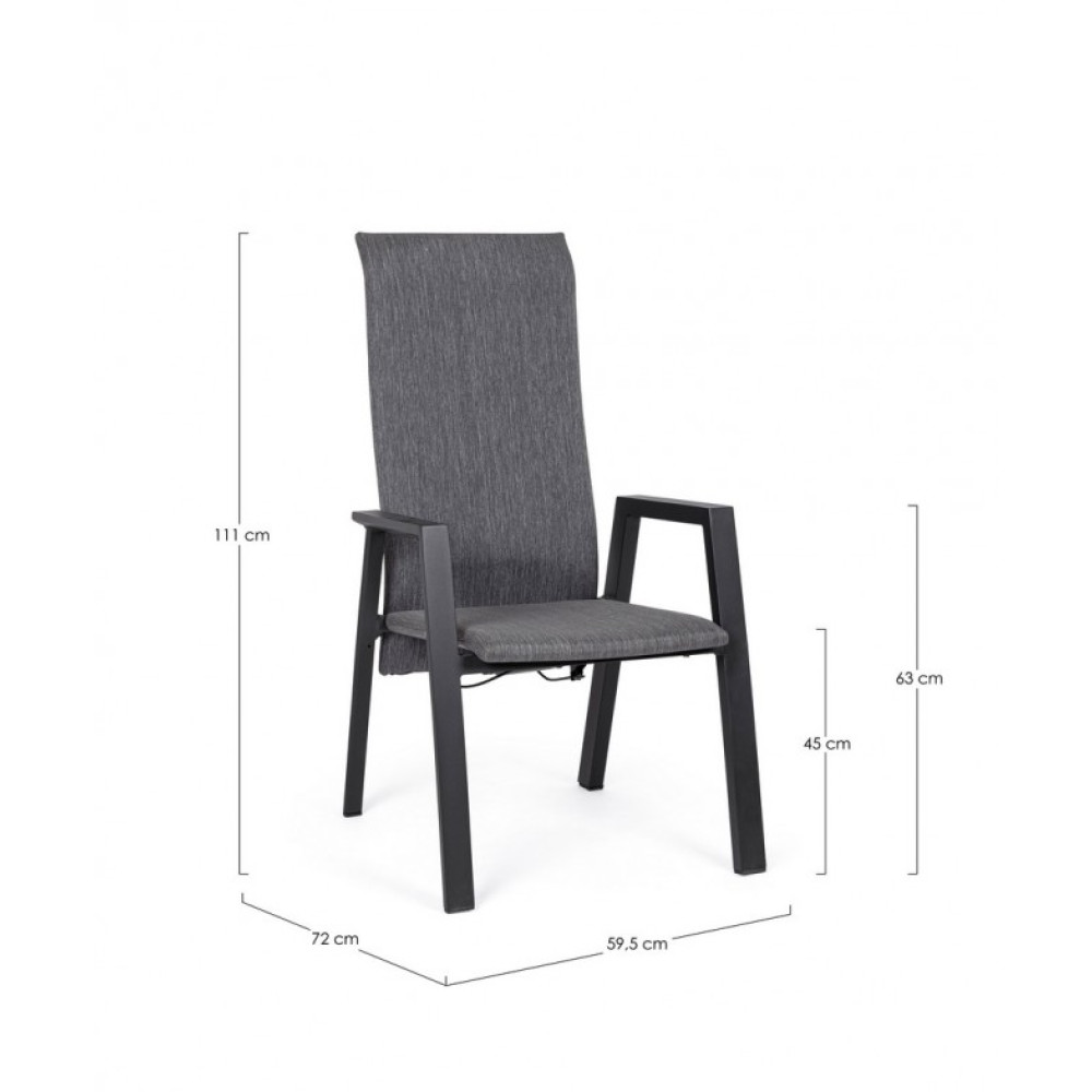 Bizzotto ETHAN CHARC JX55 RECL КРІСЛО W-ПІДЛІКТНИКИ