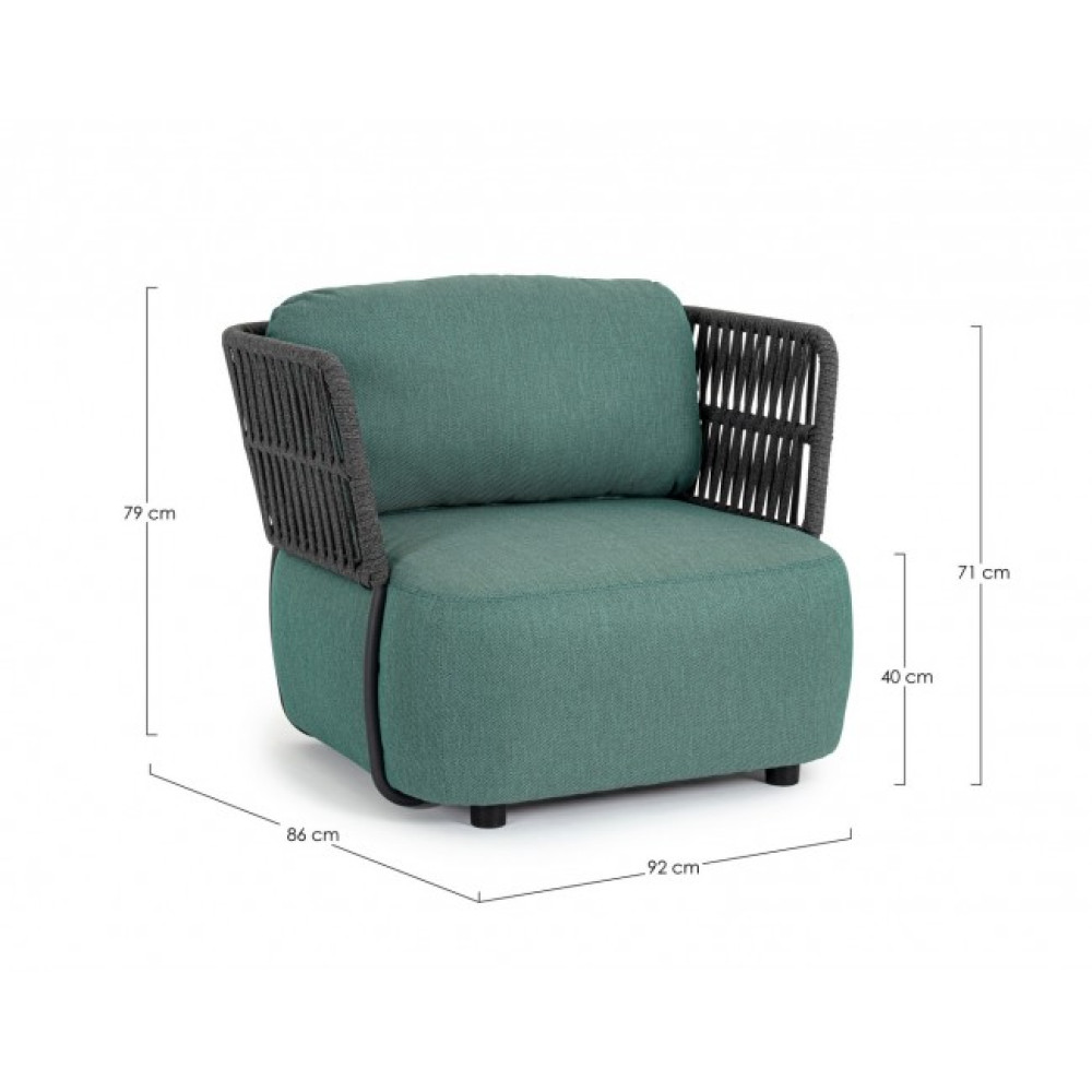 Homemotion КРІСЛО PALMER CHARCOAL/JADE W-CUSH