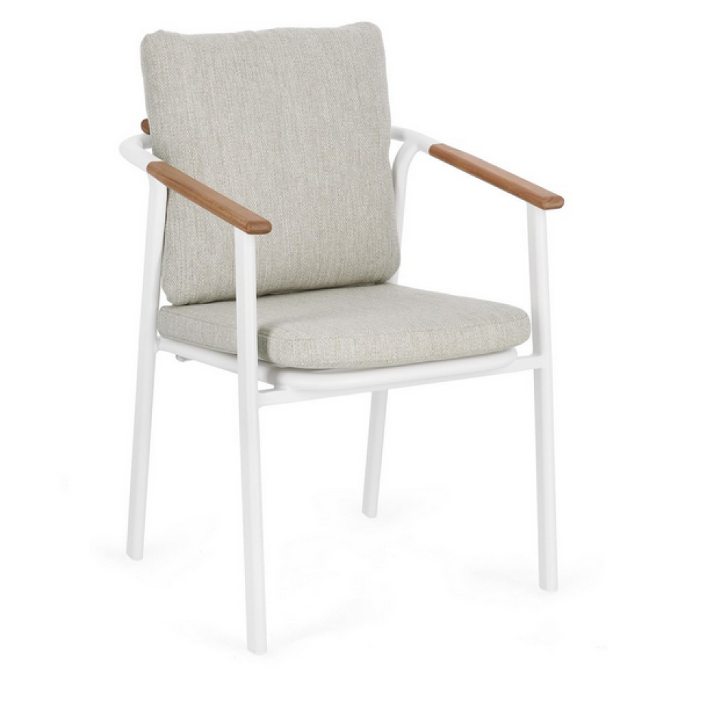 Homemotion Крісло LEONIDA WHITE WG20 з підлокітниками та подушками