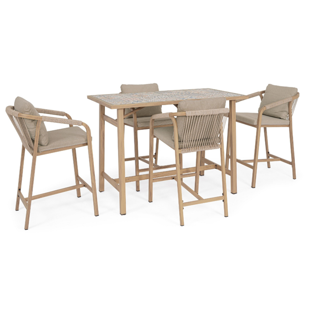 Bizzotto Набір KALIMERA DESERT, барний стіл + 4 стільці