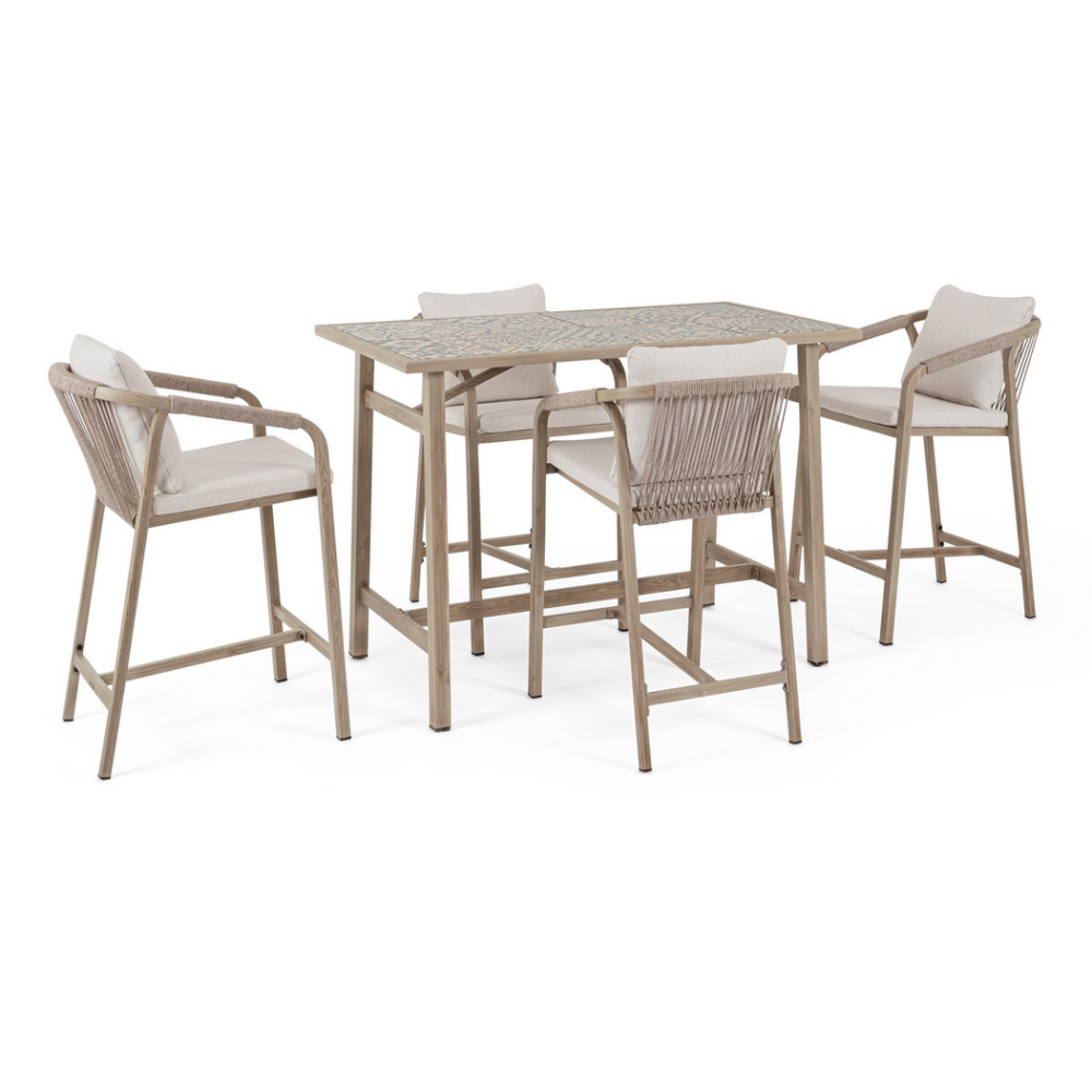 Bizzotto Набір дерев'яних меблів KALIMERA, барний стіл + 4 стільці