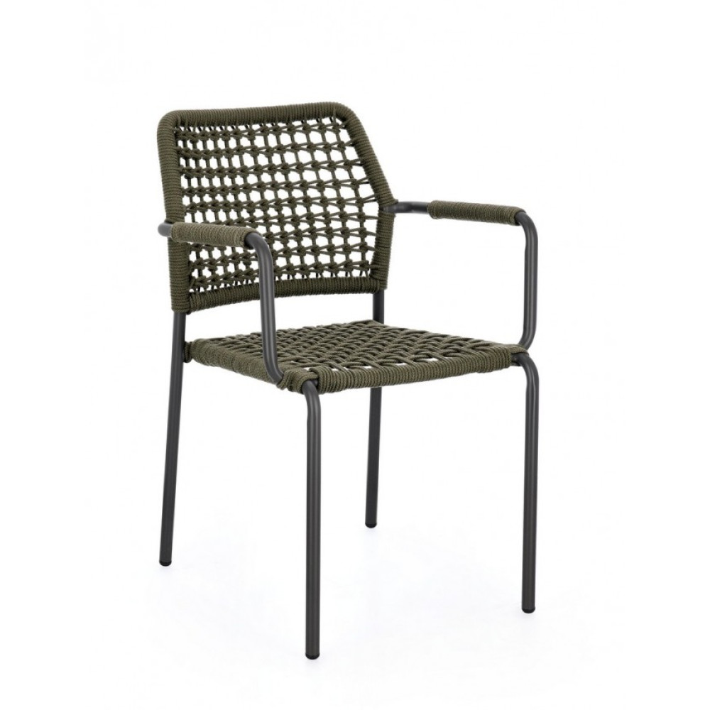 Bizzotto КРІСЛО RAJADA CHARC/GREEN W-ПІДЛІКТНИК