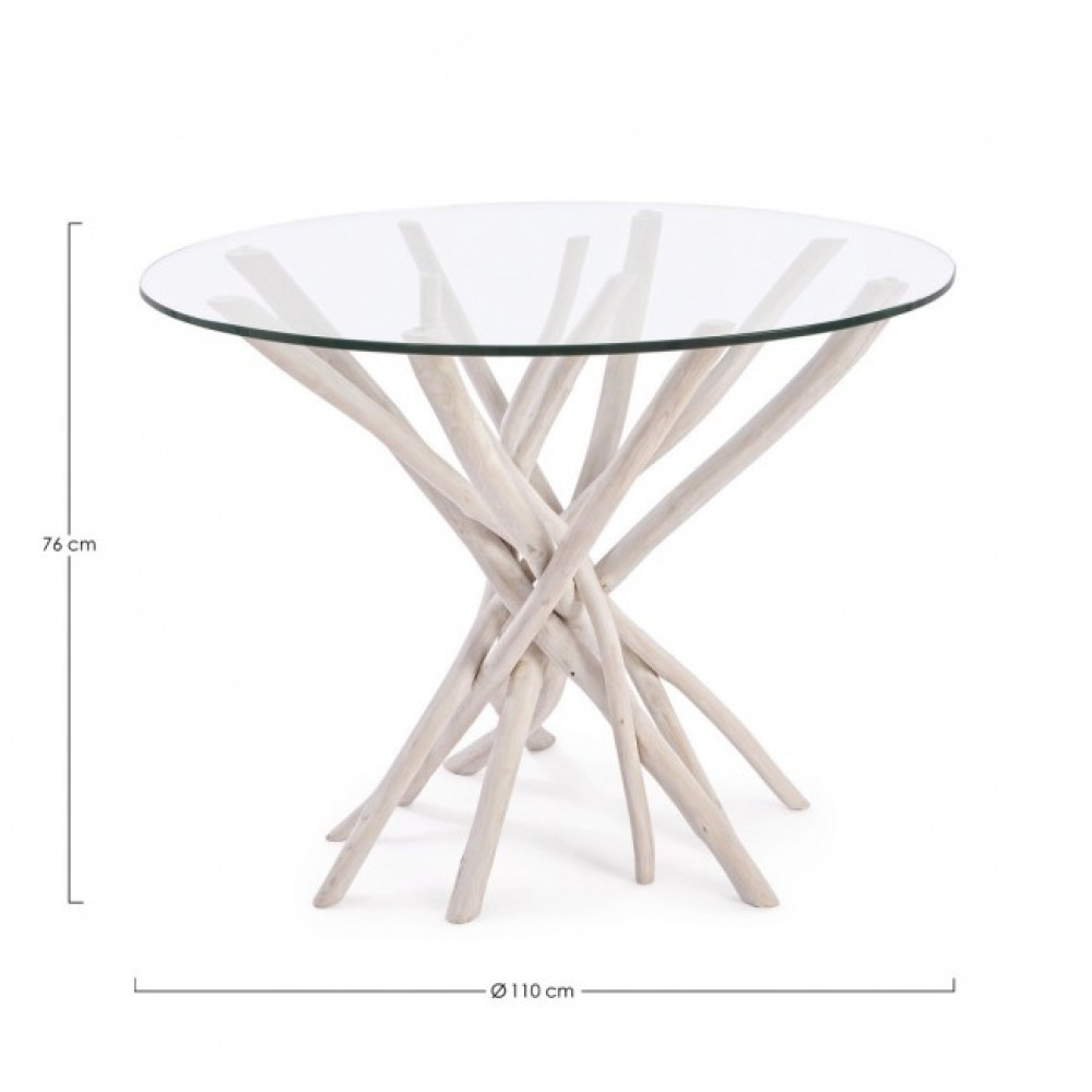 Bizzotto SAHEL СТІЛ КРУГЛИЙ W-СКЛО 100X100