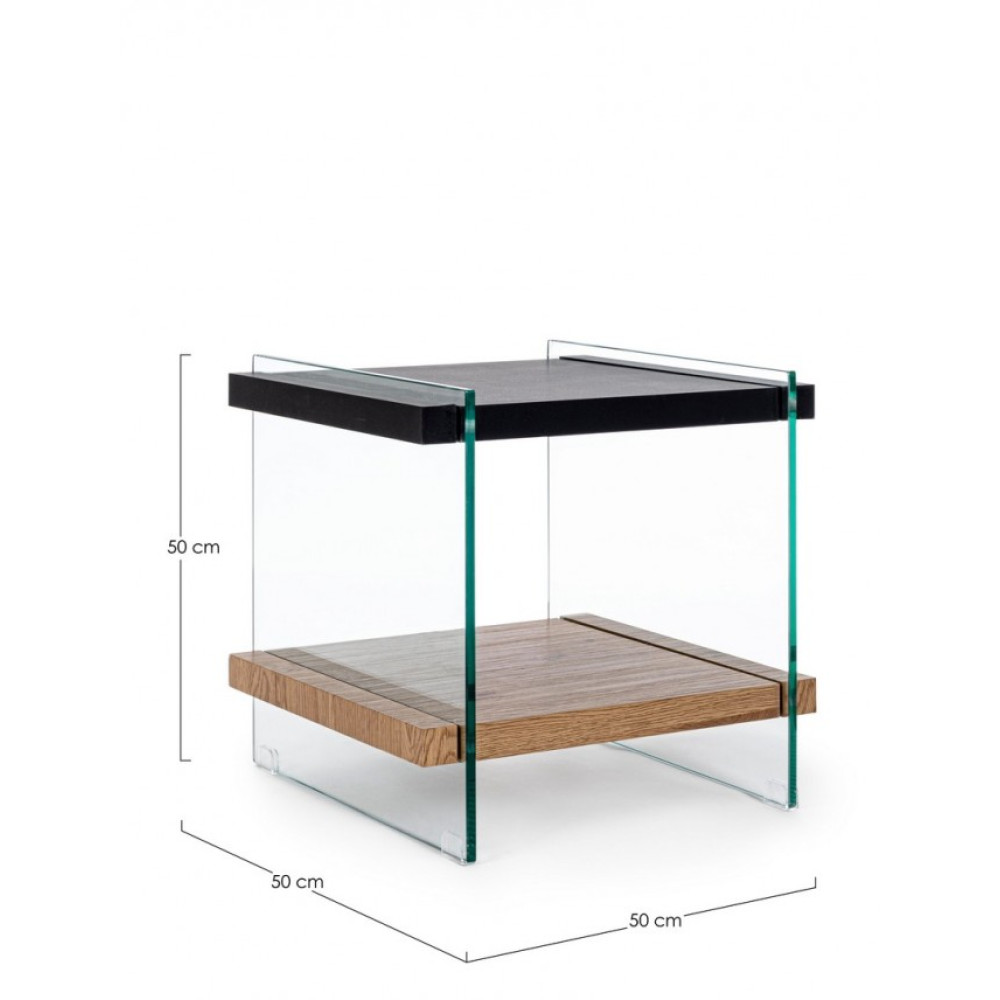 Bizzotto КАВОВИЙ СТІЛ LINE WOOD BLACK 2SH 50X50