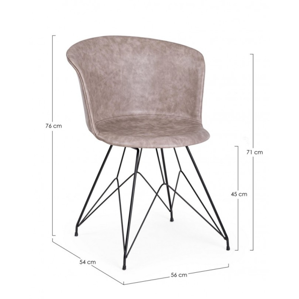 Bizzotto ЛОФТ БЕЖЕВИЙ ВІНТАЖНИЙ ПУ ЧОРНИЙ КРІСЛО КАРАСУ