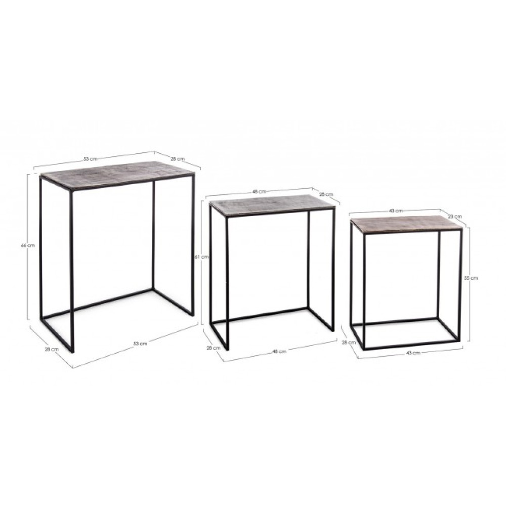 Homemotion НАБІР 3 ТАХІР КАВОВИЙ СТІЛ ПРЯМИЙ