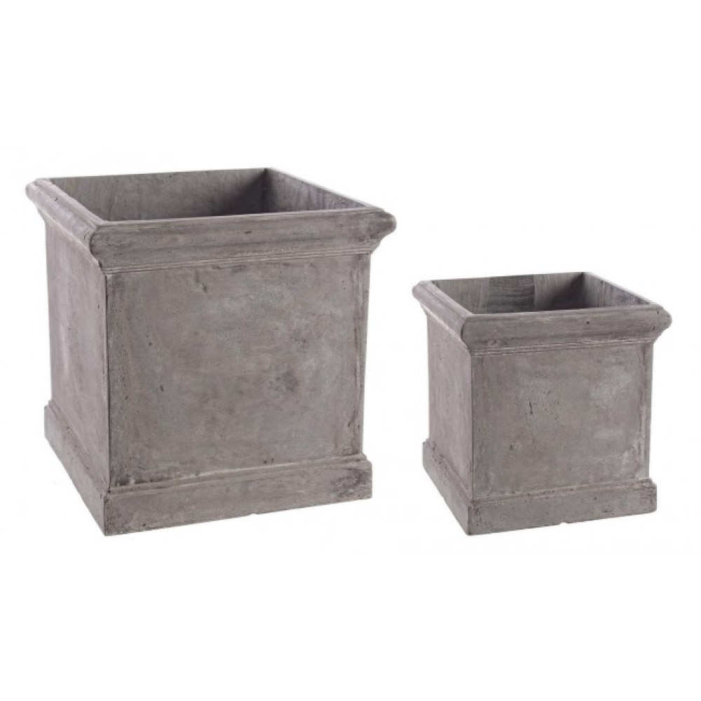 Bizzotto НАБІР 2 СІРИЙ КВАДРАТНИЙ ЦЕМЕНТНИЙ ВАЗОТРИМАТЕЛЬ