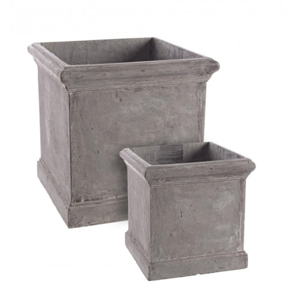 Bizzotto НАБІР 2 СІРИЙ КВАДРАТНИЙ ЦЕМЕНТНИЙ ВАЗОТРИМАТЕЛЬ