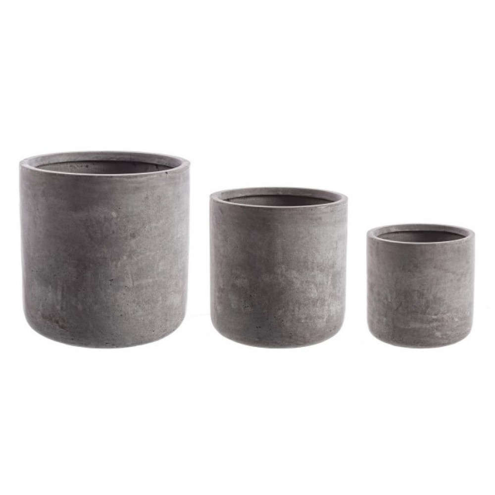 Bizzotto НАБІР 3 СІРИЙ ЦИЛІНДРИЧНИЙ ЦЕМЕНТНИЙ ВАЗОТРИМАТЕЛЬ