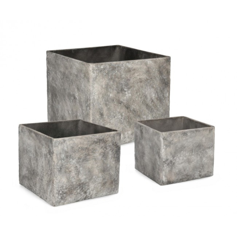 Bizzotto НАБІР 3 MEILI SQ ВИСОКИЙ СІРИЙ ВАЗОТРИМАТЕЛЬ