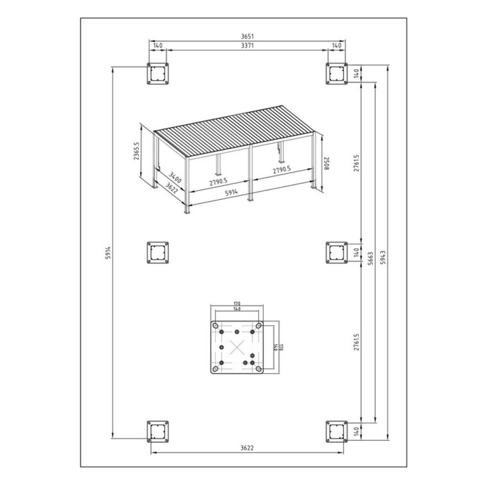 Bizzotto Пергола OCEAN NAT-SILK 3.6X6