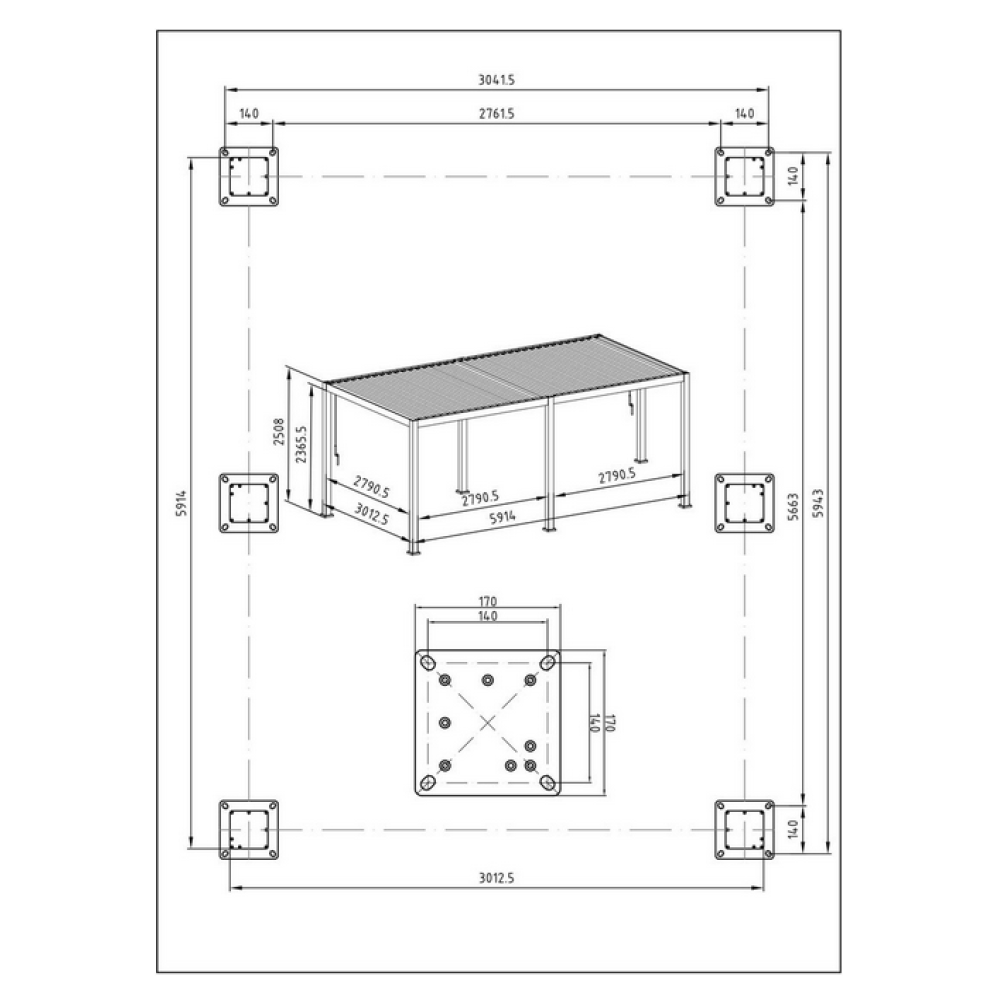 Bizzotto ПЕРГОЛА MAREA CHARCOAL 3X6