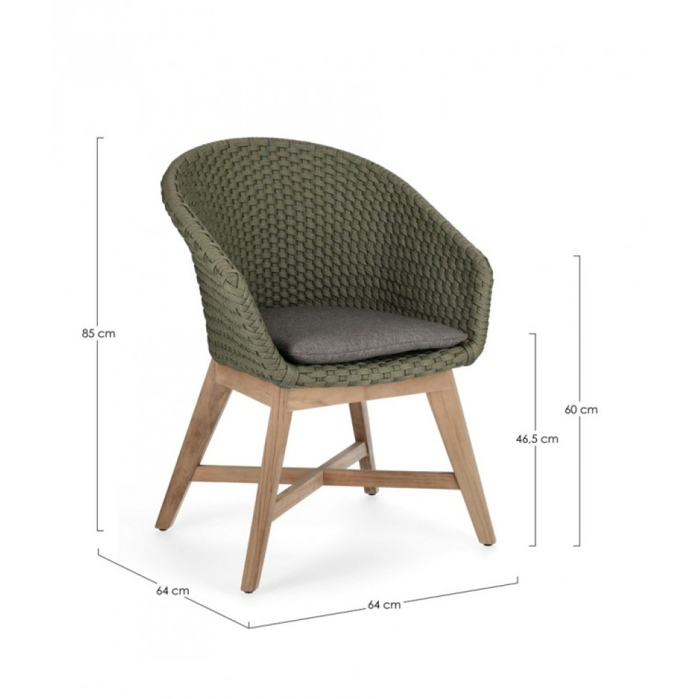 Homemotion КРІСЛО COACHELLA GREEN W-ARMR W-CUSH