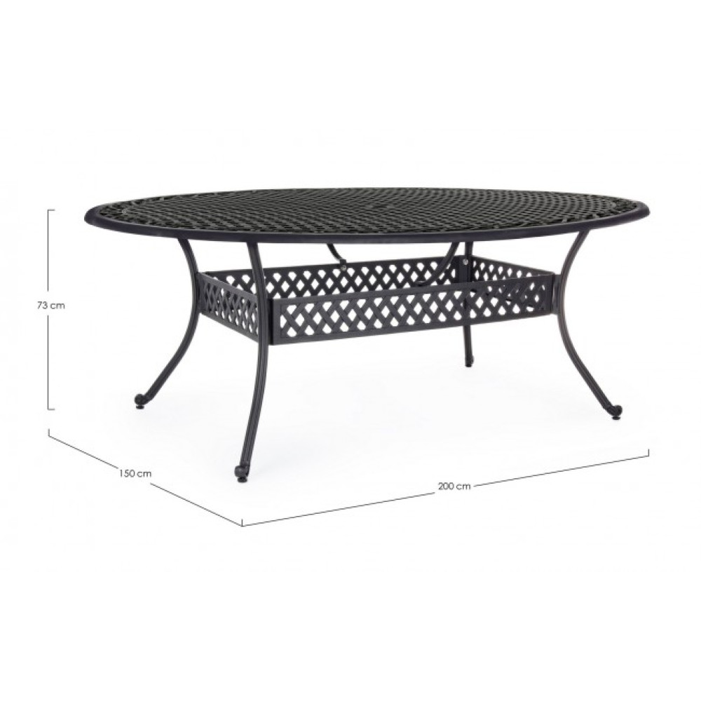 Bizzotto СТІЛ ОВАЛЬНИЙ ІВРЕА ТЕМНО-СІРИЙ 200Х150 Bizzotto СТІЛ ОВАЛЬНИЙ ІВРЕА ТЕМНО-СІРИЙ 200Х150