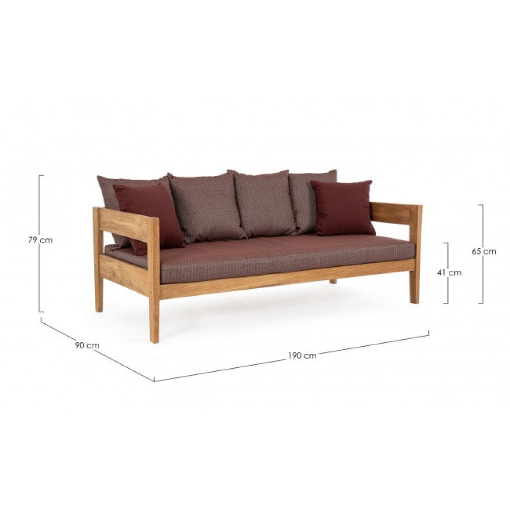 Homemotion KOBO WINE SOFA 3 SEATS W-CUSH - FSC