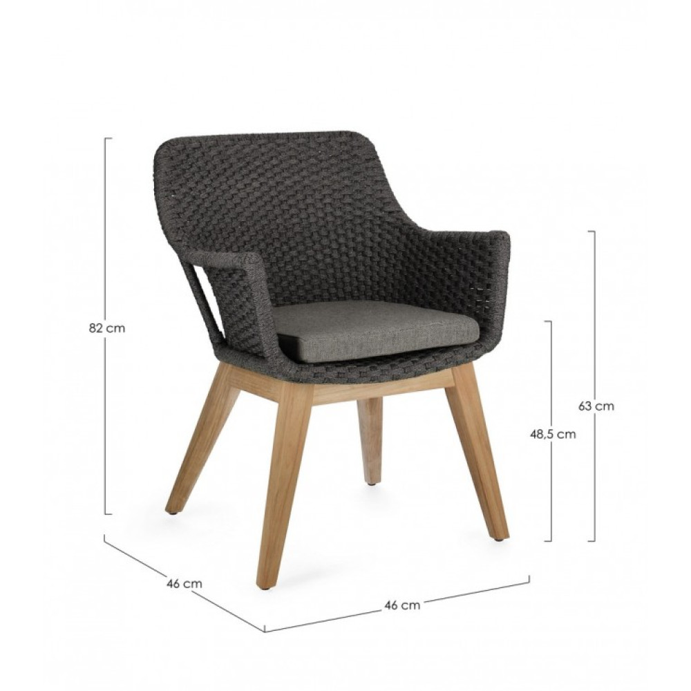 Homemotion ALLISON CHARCOAL КРІСЛО W-ARMR W-CUSH